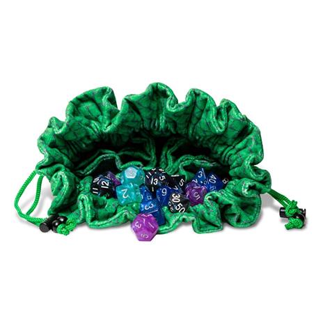 FanRoll - Dragon Storm Dice bag with compartments - Green Dragon Scales - 2