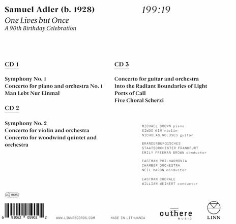 One Lives But Once. A 90th Birthday Celebration - CD Audio di Samuel Adler - 2