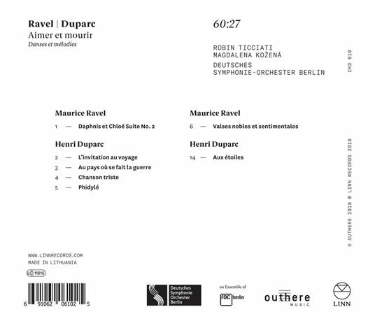 Aimer et mourir. Danze e melodie - CD Audio di Maurice Ravel - 2
