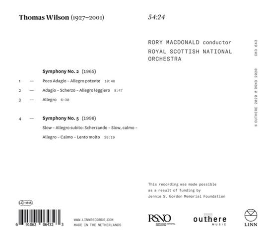 Sinfonie n.2, n.5 - CD Audio di Royal Scottish National Orchestra,Rory MacDonald,Thomas Wilson - 2