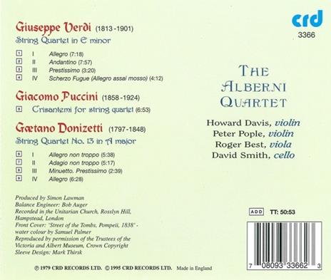 String Quartets - CD Audio di Gaetano Donizetti,Giacomo Puccini,Giuseppe Verdi - 2