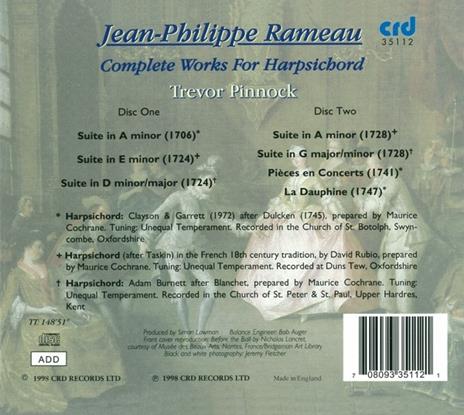 Complete Works For Harpsi - CD Audio di Jean-Philippe Rameau - 2