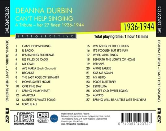 Can't Help Singing - CD Audio di Deanna Durbin - 2