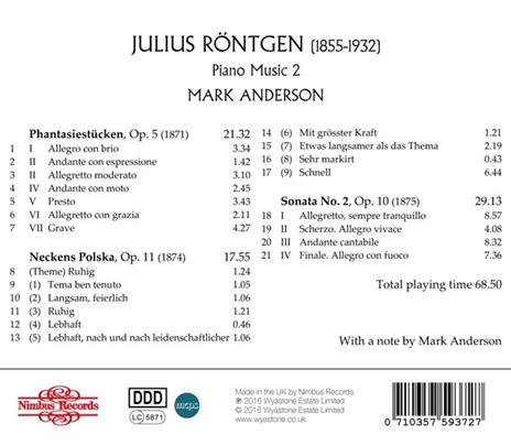 Opere per pianoforte vol.2 - CD Audio di Julius Röntgen,Mark Anderson - 2