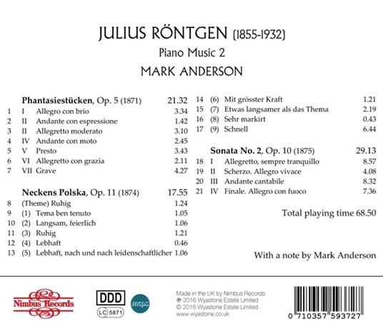 Opere per pianoforte vol.2 - CD Audio di Julius Röntgen,Mark Anderson - 2