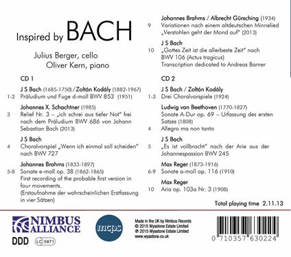 Inspired By Bach - CD Audio di Julius Berger