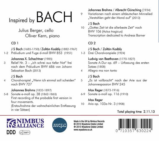 Inspired By Bach - CD Audio di Julius Berger