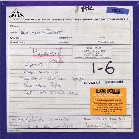 Pyramid Work In Progress - Vinile LP di Alan Parsons Project