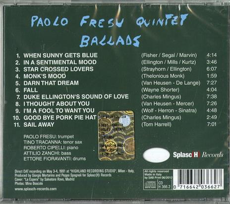 Ballads - CD Audio di Paolo Fresu - 2