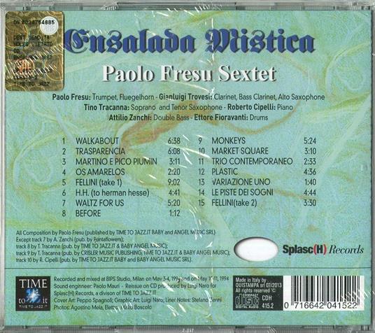 Ensalada Mistica - CD Audio di Paolo Fresu - 2