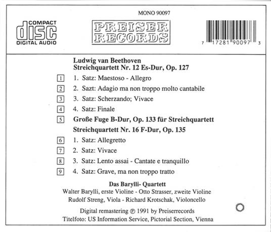 Barylli-Quartett Spielt Beethoven - CD Audio di Ludwig van Beethoven - 2