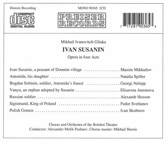 Ivan Susanin (2 Cd) - CD Audio di Mikhail Glinka - 2