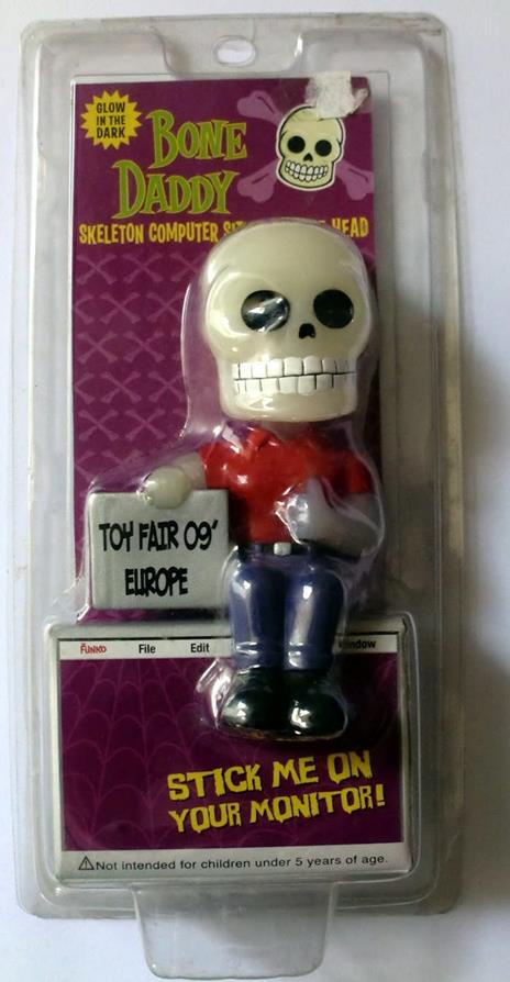 Bobble Head Computer Sitter Bone Daddy Red Skeleton Figure New! - 3