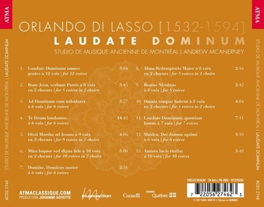 Laudate Dominum - CD Audio di Orlando Di Lasso - 2
