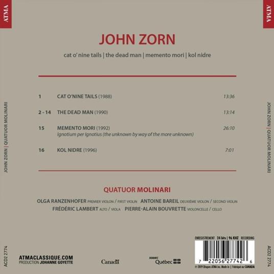 Cat O'Nine Tails, Dead Man, Memento Mori, Kol Nidre - CD Audio di John Zorn - 2