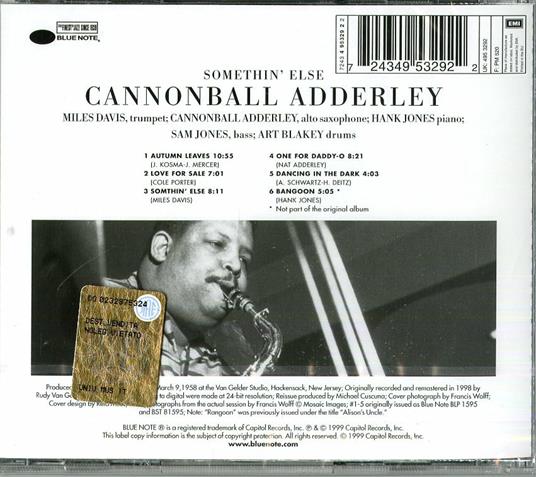Somethin' Else (Rudy Van Gelder) - CD Audio di Julian Cannonball Adderley - 2