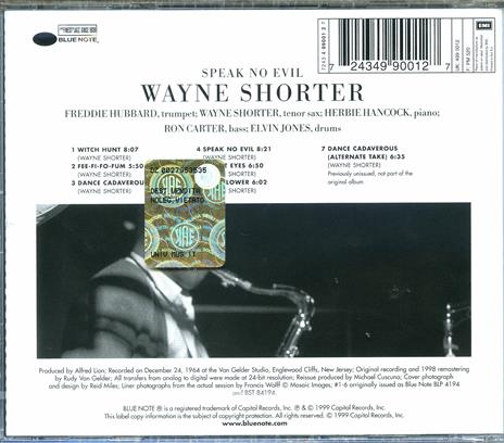 Speak No Evil (Rudy Van Gelder) - CD Audio di Wayne Shorter - 2