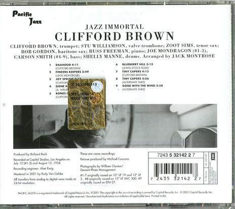 Jazz Immortal (Rudy Van Gelder) - CD Audio di Clifford Brown - 2