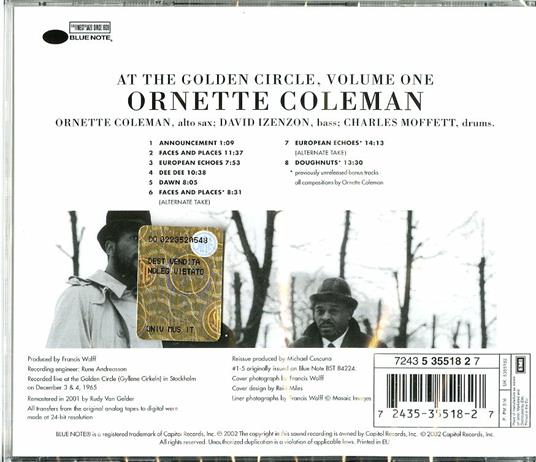 At the Golden Circle Stockholm vol.1 (Rudy Van Gelder) - CD Audio di Ornette Coleman - 2
