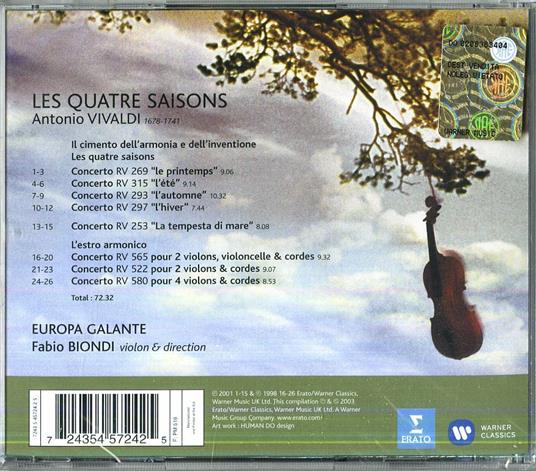 Le quattro stagioni - CD Audio di Antonio Vivaldi,Fabio Biondi,Europa Galante - 2