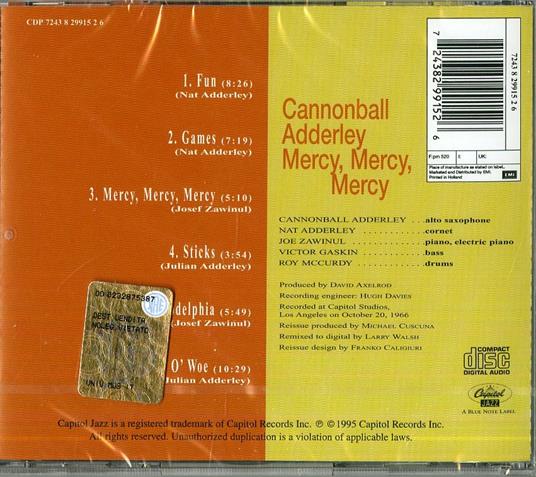 Mercy Mercy Mercy! - CD Audio di Julian Cannonball Adderley - 2