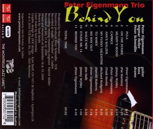 Behind You - CD Audio di Peter Eigenmann