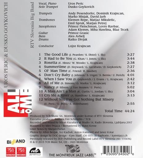All Of Me - CD Audio di Dusko Goykovich,Uros Peric - 2