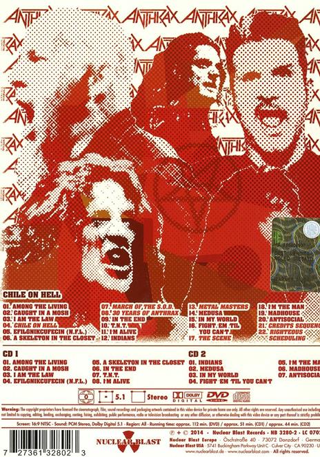 Chile on Hell - CD Audio + DVD di Anthrax - 2