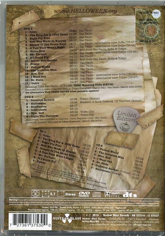 Live on 3 Continents - CD Audio + DVD di Helloween - 2