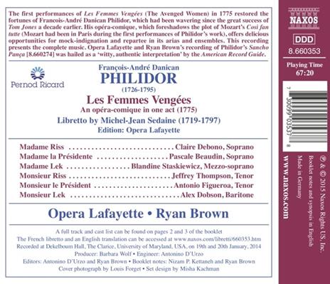 Les femmes vengées - CD Audio di François-André Danican Philidor - 2
