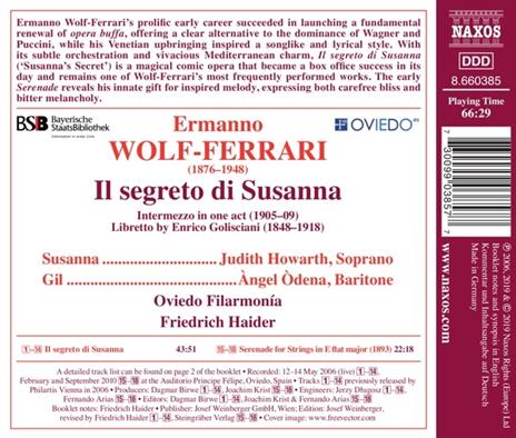 Il segreto di Susanna - CD Audio di Ermanno Wolf-Ferrari,Judith Howarth,Friedrich Haider - 2