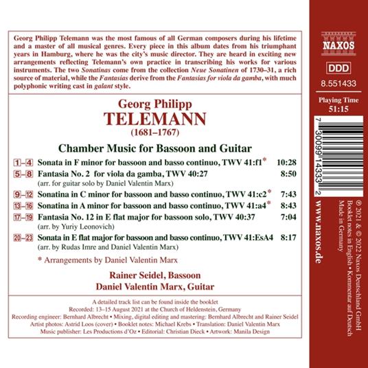 Chamber Music For Bassoon And Guitar - CD Audio di Georg Philipp Telemann - 2