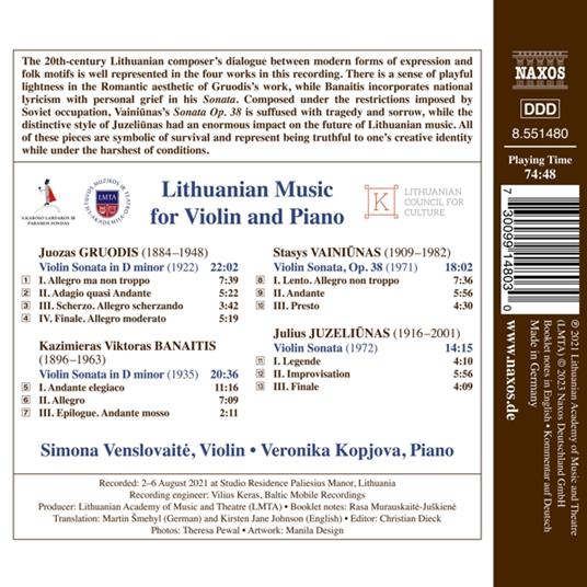 Lithuanian Music For Violin And Piano - CD Audio - 2