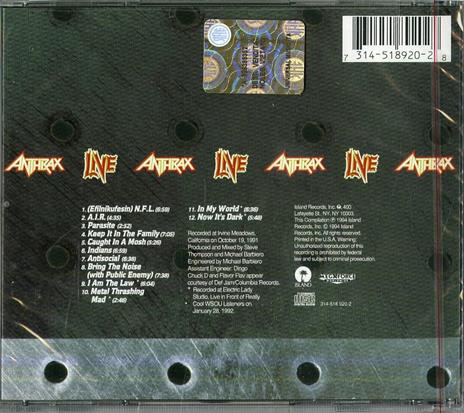 Live: The Island Years - CD Audio di Anthrax - 2