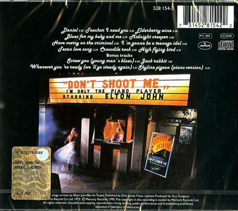 Don't Shoot Me I'm Only the Piano Player - CD Audio di Elton John - 2