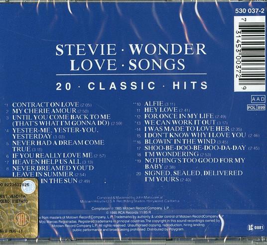 Love Songs 20 Classic Hits - CD Audio di Stevie Wonder - 2