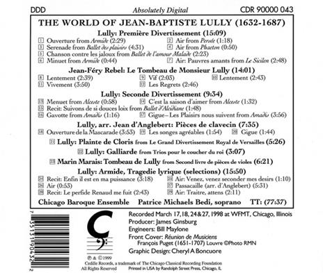 The World of Lully. Armide, Overture; Persee, Air; Ballet des Plaisirs, Serenade - CD Audio di Jean-Baptiste Lully - 2