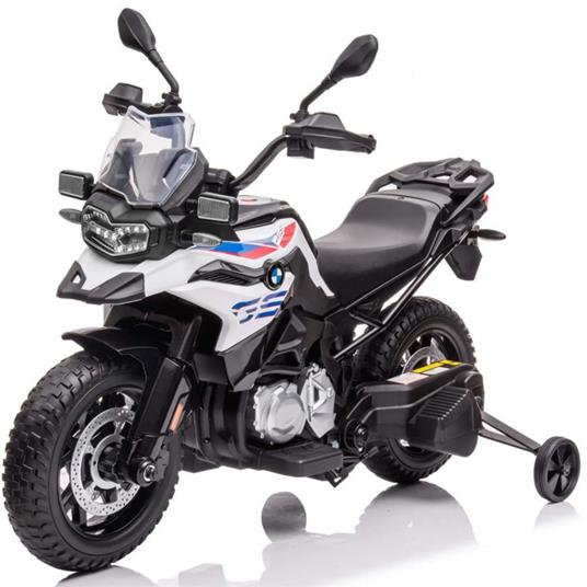 Moto Elettrica Per Bambini Bmw F 850 Gs Bianca 12V, Ruote Eva, Led, Ing.Mp3 E Usb Lmt Lt943