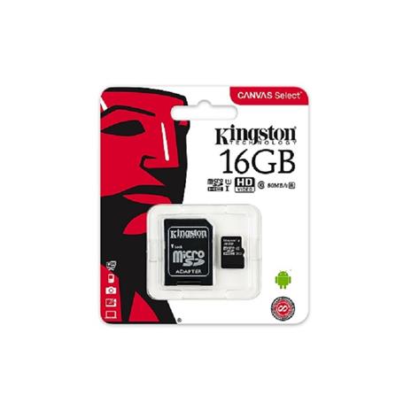 Kingston SDCS/16GB Canvas Select Scheda MicroSD 16 GB