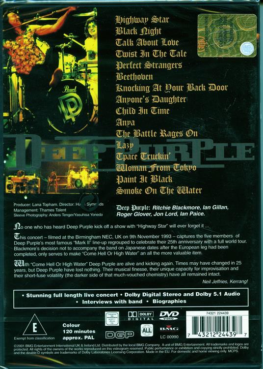 Deep Purple. Come Hell Or High Water (DVD) - DVD di Deep Purple - 2