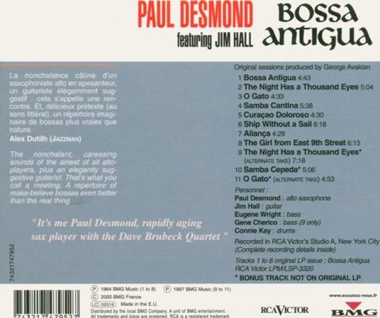 Bossa Antigua - CD Audio di Paul Desmond - 2