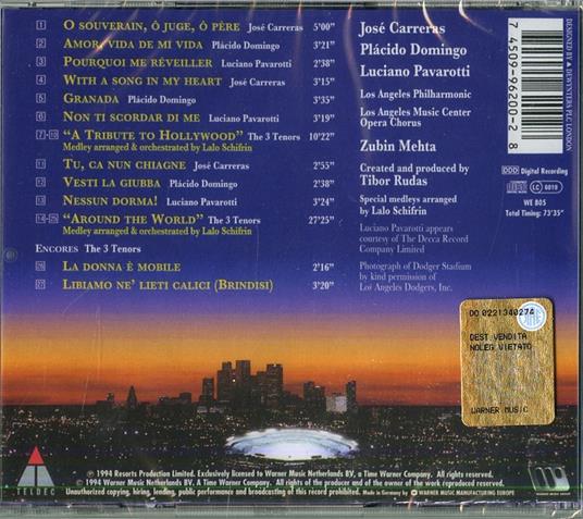 The Three Tenors. Carreras Domingo Pavarotti 1994 - CD Audio di Placido Domingo,Luciano Pavarotti,José Carreras,Zubin Mehta - 2