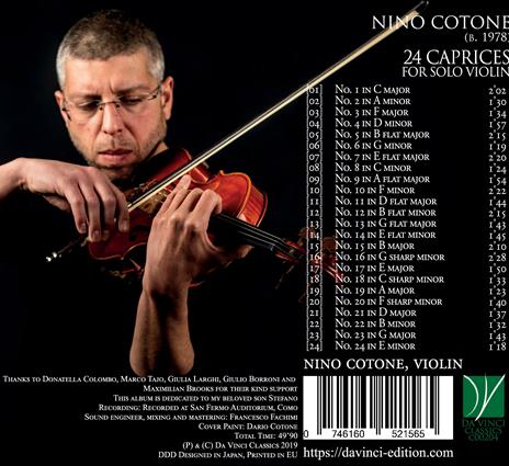 24 Capricci per violino solo - CD Audio di Nino Cotone - 2