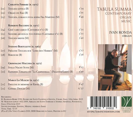 Tabula Summa. Contemporary Organ Works - CD Audio di Ivan Ronda - 2