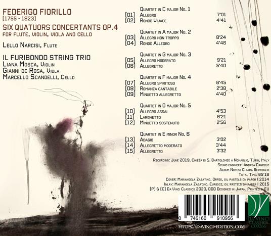 Six quatuors concertants for flute, violin, viola and cello - CD Audio di Federigo Fiorillo,Lello Narcisi - 2