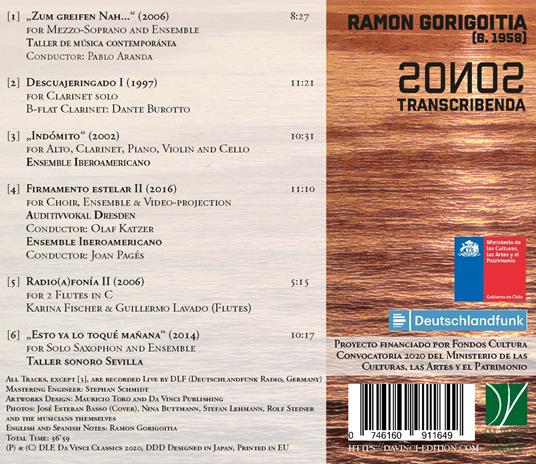 Sonos transcribenda - CD Audio di Ramón Gorigoitia - 2
