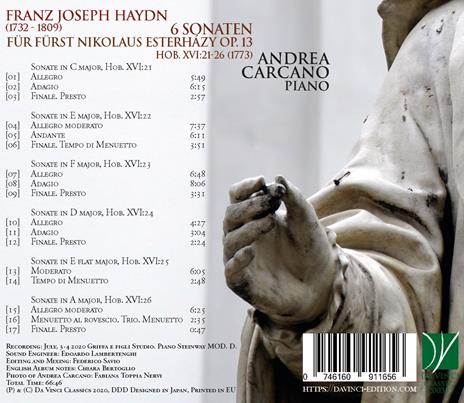 6 Sonaten für Fürst Nikolaus Esterházy op.13 - CD Audio di Franz Joseph Haydn,Andrea Carcano - 2