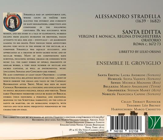 Santa Editta, vergine e monaca - CD Audio di Alessandro Stradella - 2