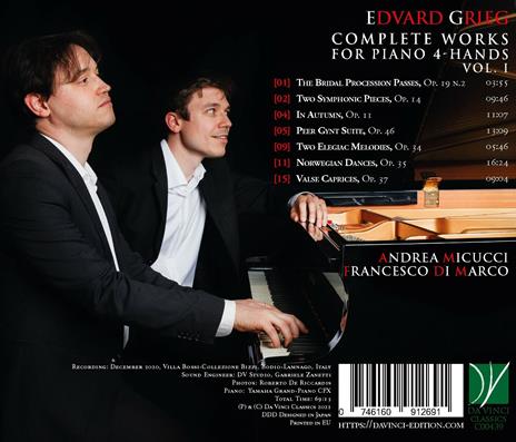 Complete Music for Piano 4-Hands - CD Audio di Edvard Grieg,Andrea Micucci,Francesco Di Marco - 2