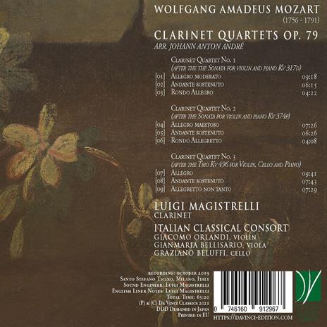 Clarinet Quartets op.79 - CD Audio di Wolfgang Amadeus Mozart,Luigi Magistrelli - 2